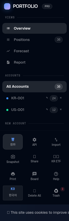 Sidebar with Trash button